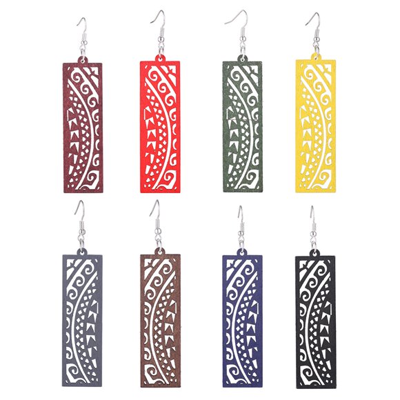 Wood Dangle Earrings Lightweight: 8 Pairs Hollow Wooden Earrings Costume Jewelry