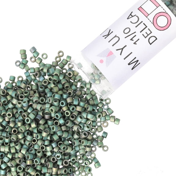 Miyuki Delica Seed Beads – Size 11/0 (1.6 mm), DB0373, Matte Metallic Leaf Green, 7.2 g, Approx. 1440 Beads