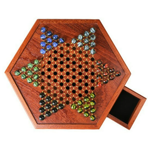 Juego Juego De Mesa De Damas Chinas De Madera Con Bola De Cristal Y Cajones Juego De Estrategia Juego De Damas De Madera Hexagonal Para Niños Y Principiantes