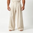 thumbnail image 4 of Mens Casual Baggy Dress Pants Old Money Wide Leg Pleated Slacks Suit Pants Elastic Waist Loose Fit Work Trousers Wrinkle Free Size 3XL Khaki, 4 of 6