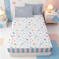 thumbnail image 4 of Erosebridal Geometric Line Zipper Twin Comforter Sets with Fitted Sheet and 2 Pillowcases,Mid-Century Stripes Zipper Bedding Set,Colorful Stars Reversible,4pcs, 4 of 7