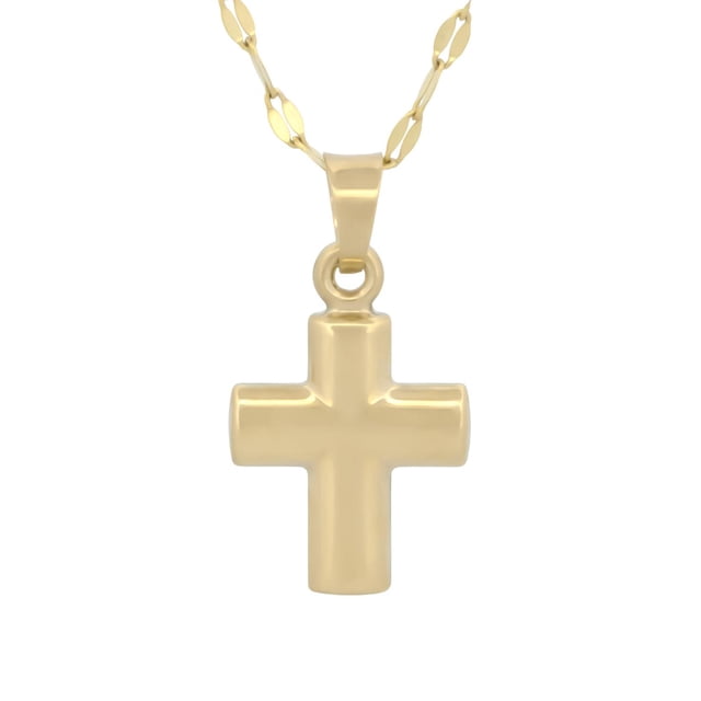 Cadena Y Dije Cruz Lisa 1.2 cm Oro 10k