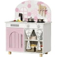 thumbnail image 4 of LAZY BUDDY Play Kitchen for Kids, Wooden Toy Kitchen Pretend Play Set for Toddlers with Sink, Stove, Clicking Knobs, 4 of 9