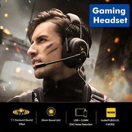 7.1 Channel Gaming Headset Noise Canceling Headphones for Gamer,Drive-free Design with Mic, USB &3.5mm (Best 4 Channel Interface)