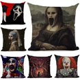 thumbnail image 2 of Funda de cojín de terror de Halloween, funda de almohada decorativa para sofá de sala de estar, con diseño de Mona Lisa, Beetlejuice, 2 of 5