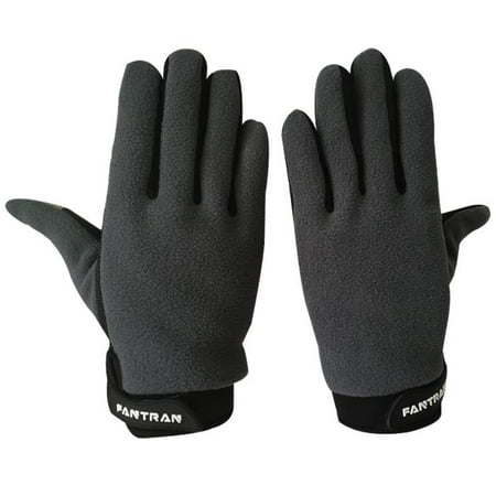Winter Warm Full Finger Cycling Gloves, Windproof Fleece Touch Screen Gloves for Men Women Color:Dark gray