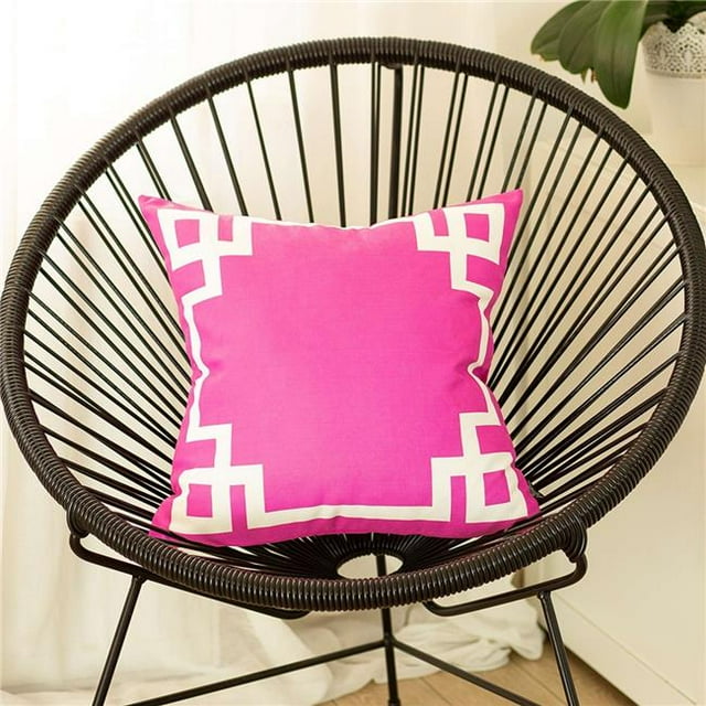 HomeRoots 399387 Pink & White Geometric Border Throw Pillow, Multi Color