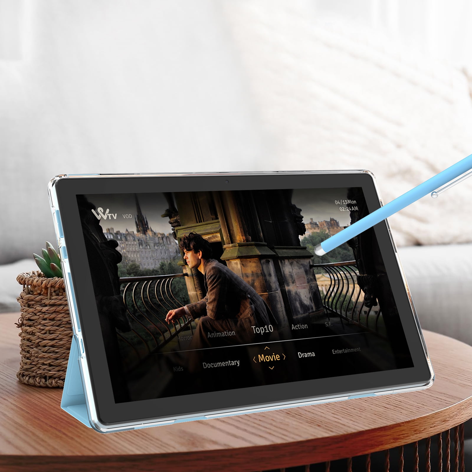 Android 15 Tablet 10 inch Tablets with Case, 12GB RAM + 64GB ROM (Expand to 1TB), Quad Core Processor Tablets, 5G WiFi 6, BT5.0, 1280x800 IPS Touch Screen, 6000mAh Battery, 8MP Dual Camera, Blue