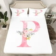 thumbnail image 2 of Erosebridal Initial Monogrammed Full Sheet Sets,Pink White Bedding Full Size,Floral Flower Bed Sheets Set Full Size,Super Cozy Alphabet Room Decoration,4pcs, 2 of 7
