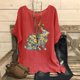 thumbnail image 3 of Camiseta de Mujer Camiseta de Manga Corta Impresión Casual Raglan Suelto de Lino Top Blusas, Cuello de la Tripulación, 3 of 4