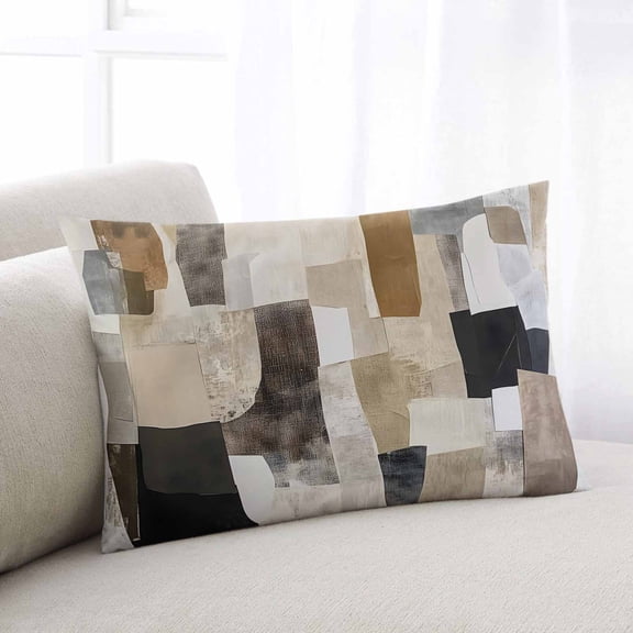 Modern Black Brown Lumar Pillow Covers, Abstract Oil Painting Art Soft Breathable Throw Pillow Cases with Invisible Zipper, Decorative Pillowcase Pillows Protectors for Sofa Bed Chair 16"x24"