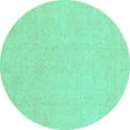 thumbnail image 1 of Ahgly Company Machine Washable Indoor Round Oriental Turquoise Blue Traditional Area Rugs, 8' Round, 1 of 4