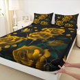 thumbnail image 3 of Manfei Fashion Orange Rose Bed Sheets for Adult, Flower Floral King Sheets, Romantic Anniversary Sheet Set, Microfiber Bedroom Decor, 4 Pieces, 3 of 7