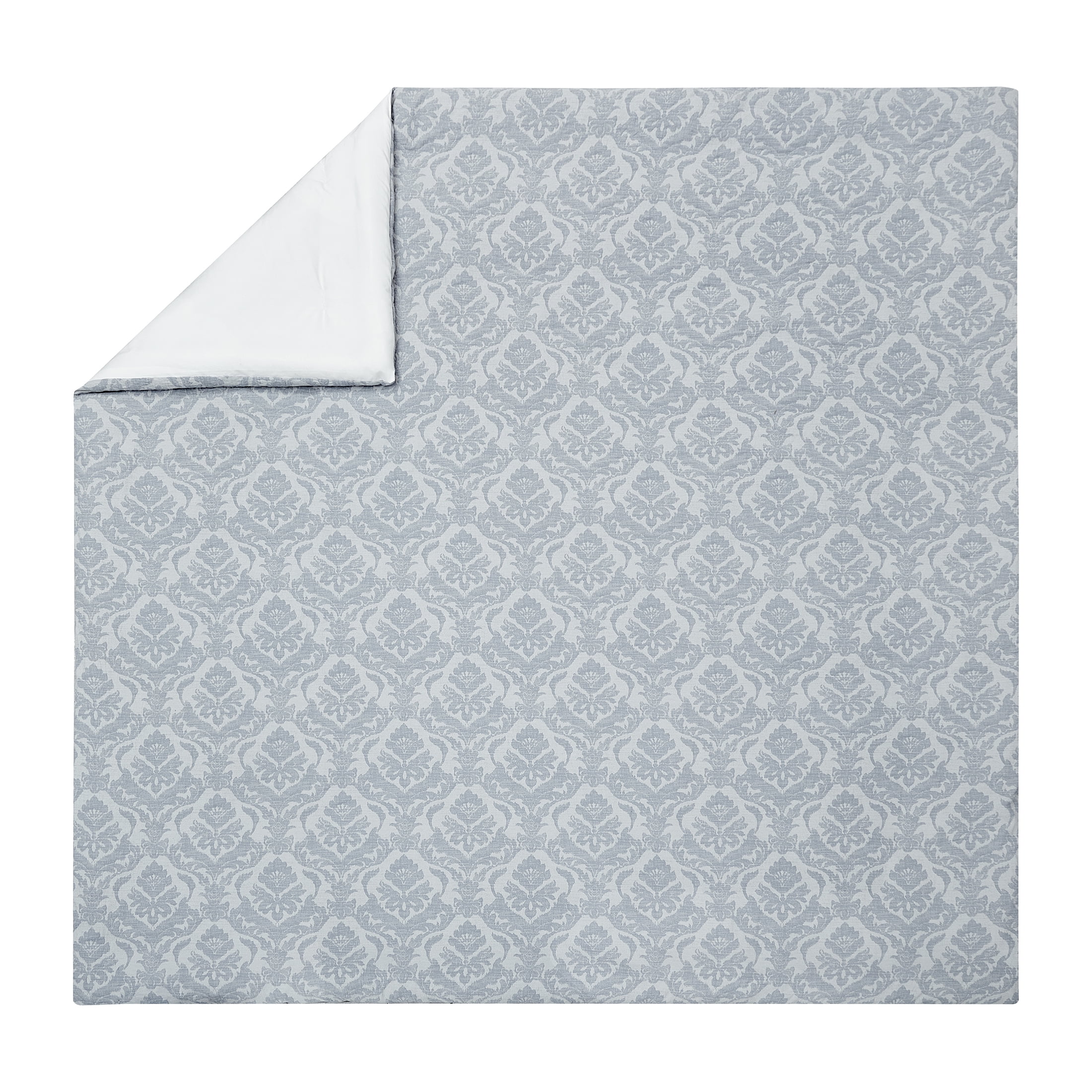 Better Homes & Gardens Woven Damask 3-Piece Comforter Set, Blue/Silver, King, All Ages