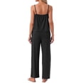thumbnail image 3 of INSPIRE CHIC Women's Pajama Set Pleated Cami Top and Pants Knit Stretchy Soft Summer 2026 Lounge Sets with Pockets M Black, 3 of 5
