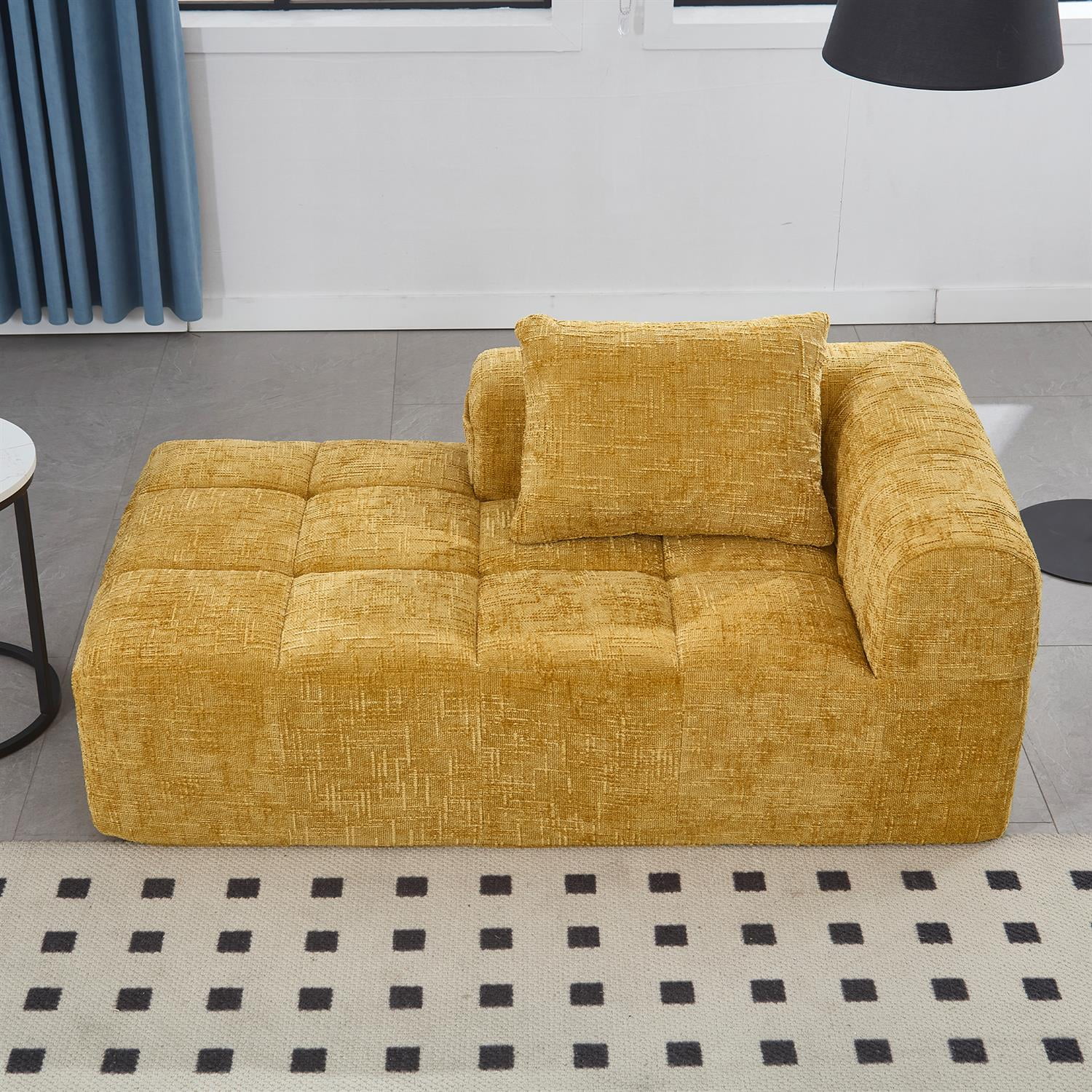 Demi Bonn 62" Plush Chenille Loveseat Sofa, Modular Sleeper for Living Room, Bedroom, Apartment Lounge, Stylish & Comfortable Couch, Yellow