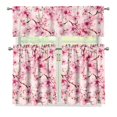 thumbnail image 4 of Aplkyhs Cherry Blossom Valance Window Curtains Set Small Window Swag and Tiers Privacy Street Window Curtains Thermal Insulated 3 Piece Easy to Install for Laundry Bathroom RV, 4 of 6