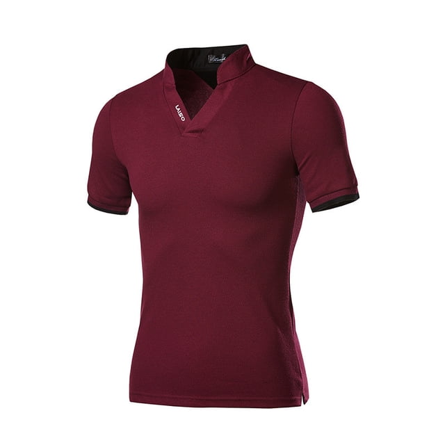 Aqestyerly Mode Hommes Décontracté Manches Courtes Col Rabattu T-Shirt Blouse Topss