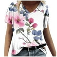 thumbnail image 1 of Camiseta de Manga Corta de la Mujer con Cuello en V Causal, Camiseta de Estante de Imitación de Moda de Verano, 1 of 5