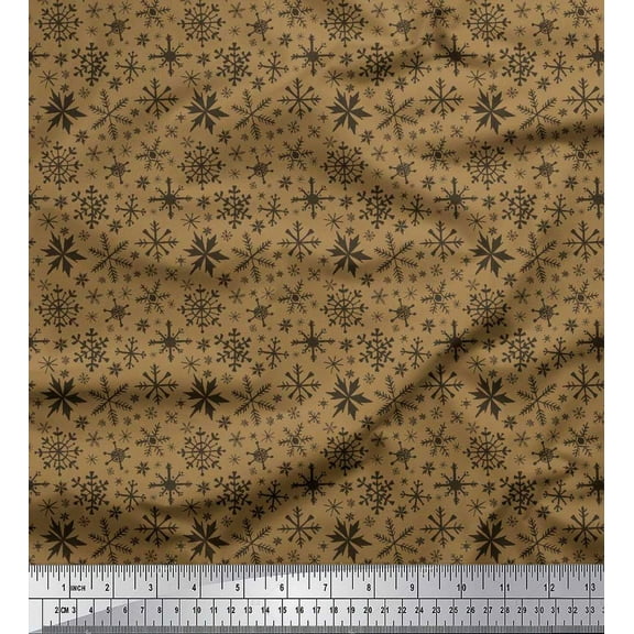 Soimoi Cotton Duck Fabric Snowflake Artistic Printed Fabric 1 Yard 42 Inch Wide