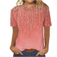 thumbnail image 2 of Aqestyerly Haut à Manches Courtes en Solde, T-Shirt Décontracté Imprimé Col Rond pour Femmes, Rose(m), 2 of 4