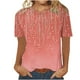 thumbnail image 2 of Puntoco Liquidación de blusas cortas para mujer, blusa informal de manga corta con cuello redondo y estampado para mujer, 2 of 4