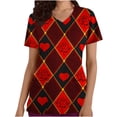 thumbnail image 2 of Fewfanhot Women's Tops Printed V-neck Short Sleeved Pocket Scrub Top, 2 of 5