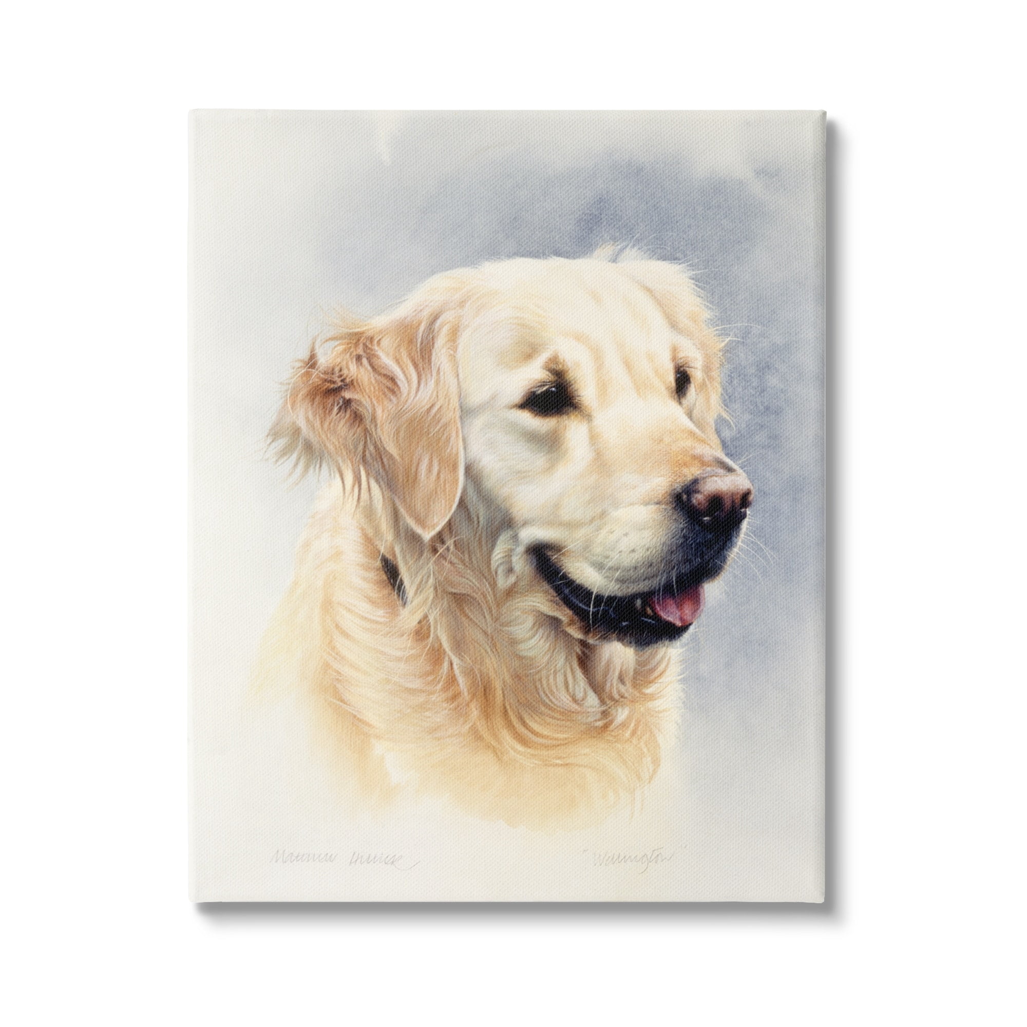 Stupell Industries Golden Retriever Smiling Portrait Animals & Insects Painting Gallery Wrapped Canvas Print Wall Art