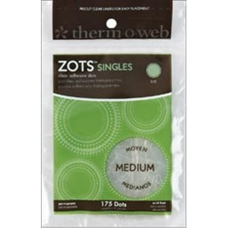 Thermo Web Foam - Thermoweb 343518 Zots Singles Clear Adhesive Dots-Medium 3-8 in. x 1-64 in. Thick 175-Pkg