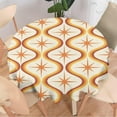 thumbnail image 2 of Orange Atomic Tablecloth, Mid Century Modern Yellow Burgundy Oval Shapes Pattern Table Cloth Cover for Holiday Home Picnic Party Wedding Buffet Parties Camping Round(60x60in), 2 of 6