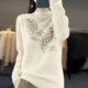 thumbnail image 4 of Suéter de cuello alto para mujer, color liso, con diamantes de imitación, cuello medio alto, suéter de punto, blusa para mujer, 4 of 4