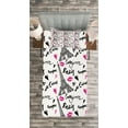 thumbnail image 3 of Ambesonne Paris Quilted Bedspread Set 2 Pcs, Pink Kiss Eiffel Love, Twin Size, White Black Pink, 3 of 3