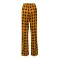 thumbnail image 6 of Ovticza Women's Comfy Casual Pajama Pants Plaid Print Drawstring Palazzo Lounge Pants Wide Leg Pants Orange 2XL, 6 of 6