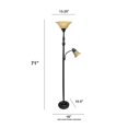 thumbnail image 3 of Lalia Home LHF-3003-RA Torchiere Floor Lamp with Reading Light & Marble Glass Shades, Restoration Bronze & Amber, 3 of 6