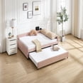 thumbnail image 2 of Barara King Modern Daybed with Trundle, sturdy wooden bed frame featuring diamond grid upholstery for living space bedroom, Pink, 2 of 8