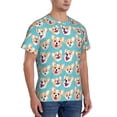thumbnail image 4 of Yiaed Cute Corgi Head Print Mens Short Sleeve Tight Fit T-Shirt, Crewneck Casual Tee-3X-Large, 4 of 5