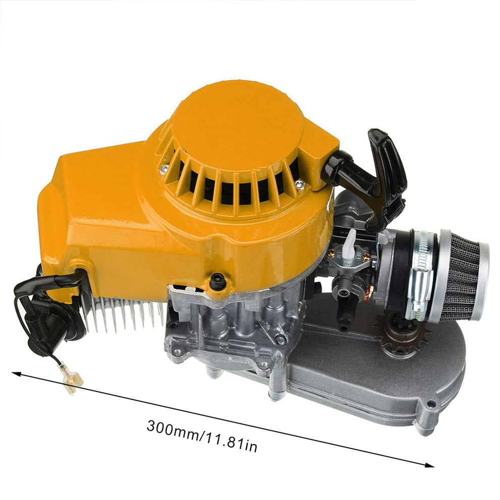 49CC MINI DIRT BIKE ENGINE WITH TRANSFER BOX YELLOW PULL START MINI MOTO 