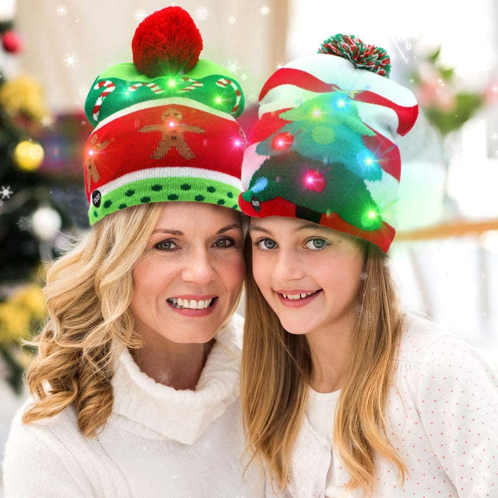 LED Light-up Christmas Hats Xmas Santa 
