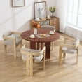 thumbnail image 2 of Guyou Velvet Dining Chairs - Set of 4, 24" Wide Barrel Back Armchairs for Dining Room & Kitchen, Modern Curved Back Chairs with Black Wood Frame, Beige, 2 of 8