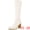 Cream, variant on DARING DIVA Women's Round Toe Block Heeled Knee High Boots Cream 10