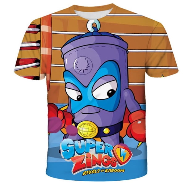Camisetas Super Zings, ropa para niños, novedad de verano 2023, camisetas de manga corta con dibujos animados, camisetas informales con cuello redondo de 1 a 14 años, Tops4T Gao Jinjia LED