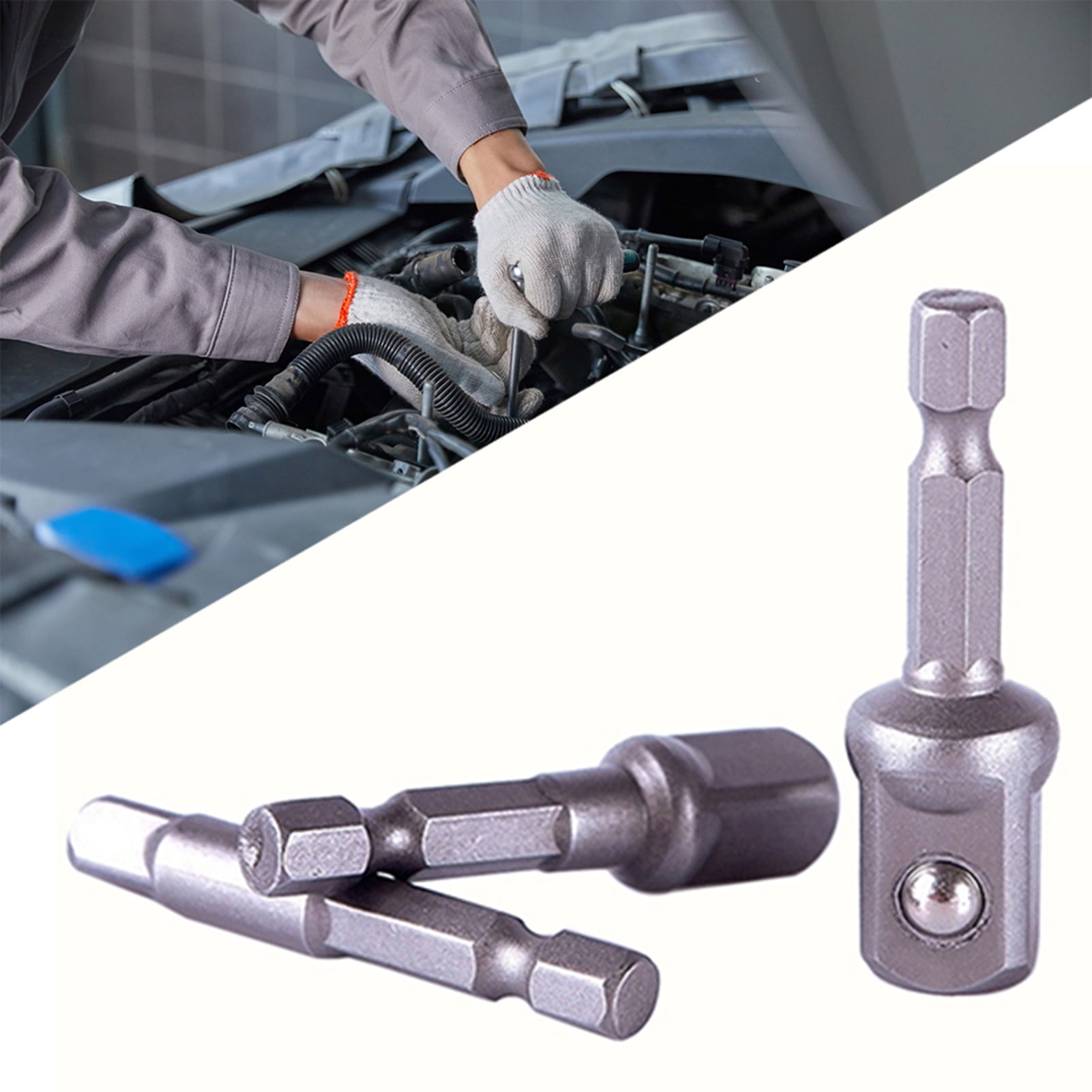 Ayyufe Pack of 3 Socket Adapter Set Hex Shank to 1/4 3/8 1/2 Inch Impact Driver Drill Bits