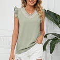 thumbnail image 3 of Tops de encaje con cuello en V para mujer,Camisa de blusa de verano para mujer con cuello en V de encaje para mujer Tops para mujer Diseño elevado, 3 of 6