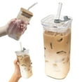 thumbnail image 3 of Glass Iced Coffee Cups with Lids and Glass Straws, Bubble Tea Cups Set for Cocktails, Tumbler Iced Tea Glasses Coffee Cup, Reusable Boba Cup Straw, Smoothie, 3 of 9
