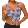 thumbnail image 3 of Picia Heart Check Plaid Sports Bra for Women,Padded Strappy Sports Bras Medium Support Yoga Bra with Removable Cups,Running Yoga Bra-Small, 3 of 9