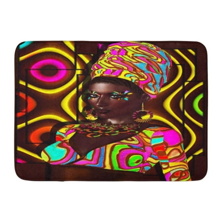 GODPOK African American Beauty Perfect for Expressing Themes of Diversity Hairstyles and Makeup on Colorful Rug Doormat Bath Mat 23.6x15.7