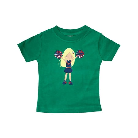 

Inktastic Cheerleaders Girl With Blonde Hair Blue Uniform Gift Baby Girl T-Shirt