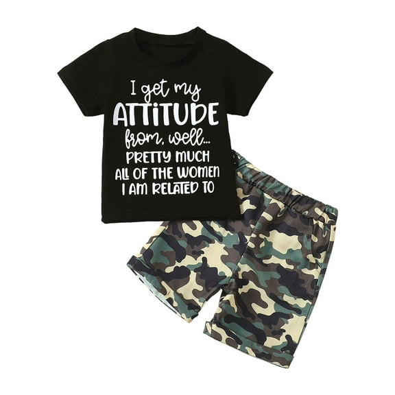 Baby Boy Summer Clothes 3T Boys Clothes Toddler Baby Boy Summer Clothes 2 Piece Outfit Funny Letter T Shirt Elastic Waist Shorts Set AG 12-18 Months