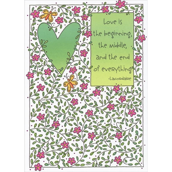 RSVP Green Heart, Pink Flowers and Curving Stems: Love is the Beginning Mother's Day Card
