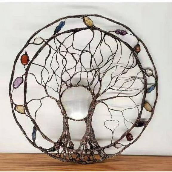 Toyeng, Desktop Dress Up, Tree of Life Decorative Wall Hanging Artwork Tree of Life Wall Art Wonderful Rustic Sculpture for Wall Home Decor 9.8 In., 1X Circle of Life Metal Tree Wall Art Decor Grey A